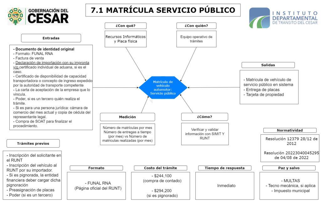 Diagrama de tortuga de matricula de servicio publico