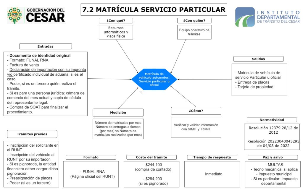 Diagrama de tortuga de matricula de servicio particular