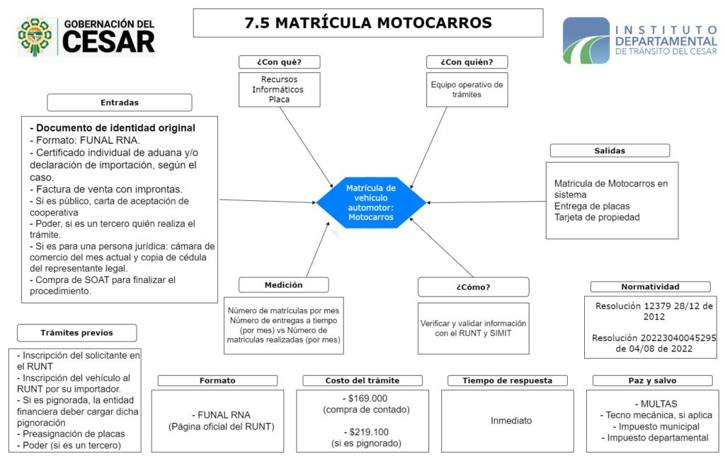 Diagrama de tortuga de matricula de motocarros